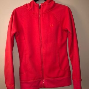 Small Under Armour hot pink zip up hoodie